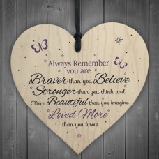 WOODEN HEART - 100mm - Braver Loved More