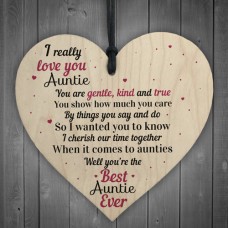 WOODEN HEART - 100mm - Love you Auntie
