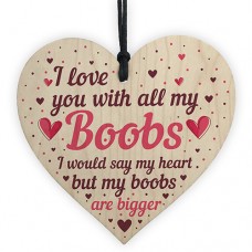 WOODEN HEART - 100mm - Love You With All My Boobs