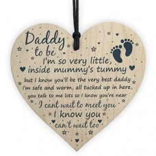 WOODEN HEART - 100mm - Daddy To Be Cant Wait