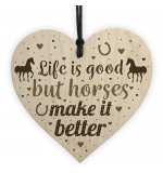 WOODEN HEART - 100mm - Horses Make It Better