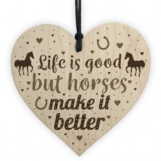 WOODEN HEART - 100mm - Horses Make It Better