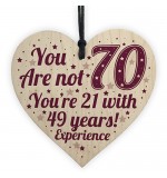 WOODEN HEART - 100mm - 70th Birthday 49 Years Experience