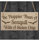 WOODEN PLAQUE - 200x100 - Happier Than A Seagull