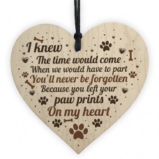 WOODEN HEART - 100mm - Pet Memorial Paw Prints