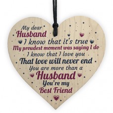 WOODEN HEART - 100mm - My Dear Husband Best Friend