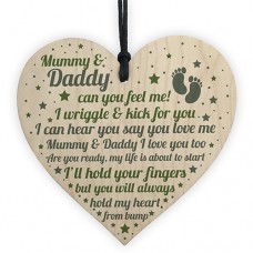 WOODEN HEART - 100mm - Mummy Daddy Life Is About To Start