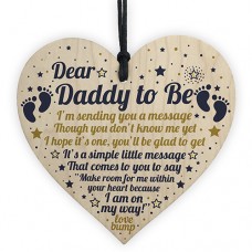 WOODEN HEART - 100mm - Daddy To Be Sending You A Message