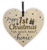 WOODEN HEART - 100mm - Happy First Christmas Your New Home