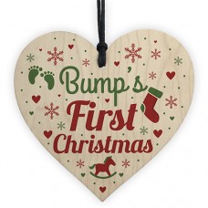 WOODEN HEART - 100mm - Bumps First Christmas