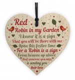 WOODEN HEART - 100mm - Red Robin Sending Love