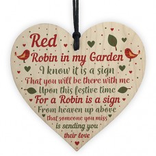 WOODEN HEART - 100mm - Red Robin Sending Love