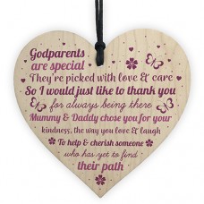 WOODEN HEART - 100mm - Godparents Are Special Thank You