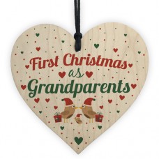 WOODEN HEART - 100mm - First Christmas as Grandparents