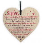 WOODEN HEART - 100mm - Best Friend Sister I Love You