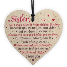 WOODEN HEART - 100mm - Best Friend Sister I Love You