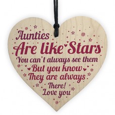 WOODEN HEART - 100mm - Aunties Are Like Stars Love You