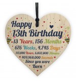 WOODEN HEART - 100mm - Happy 13th Birthday Since You Were Born