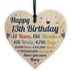 WOODEN HEART - 100mm - Happy 13th Birthday Since You Were Born