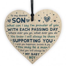 WOODEN HEART - 100mm - My Dearest Son Proud