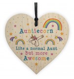 WOODEN HEART - 100mm - Awesome Auntie Unicorn