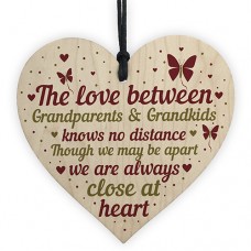 WOODEN HEART - 100mm - Distance Between Grandparents Grandkids