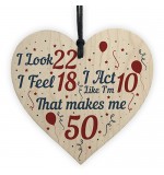 WOODEN HEART - 100mm - 50th Birthday I Look 22