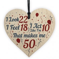 WOODEN HEART - 100mm - 50th Birthday I Look 22
