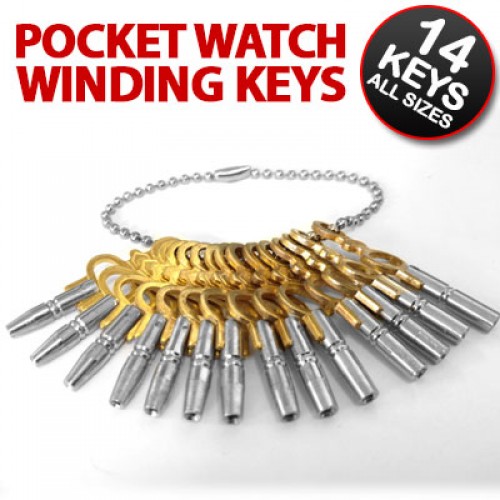 Set of 14 Pocket Watch Winding Keys